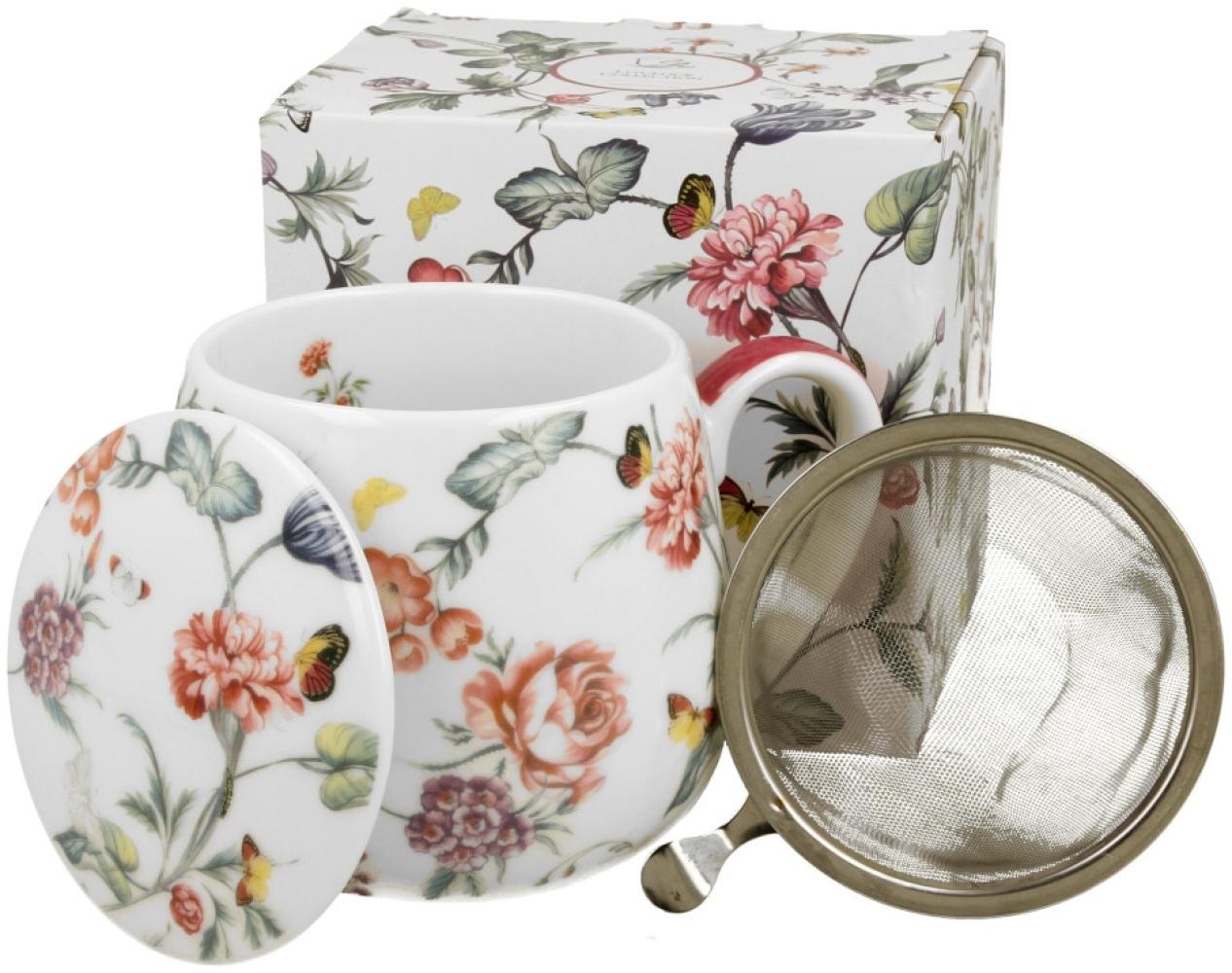 DUO FLORAL Fassbecher 430 ml MILAGROS mit Teesieb, New Bone China Porzellan Bild 1