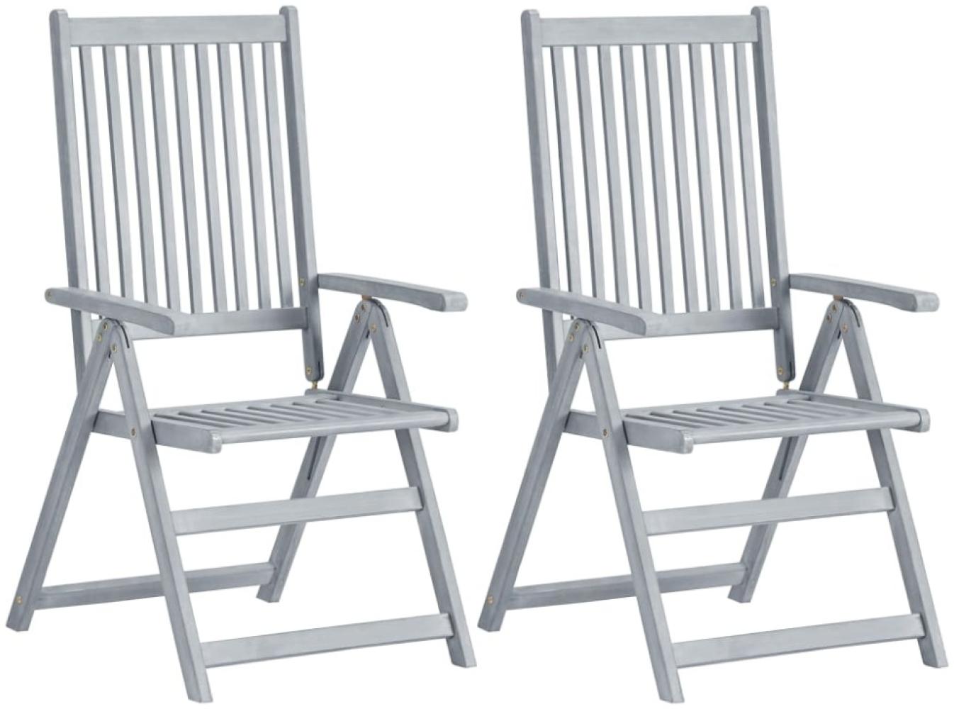 vidaXL Verstellbare Gartenstühle 2 Stk. Grau Massivholz Akazie 45938 Bild 1