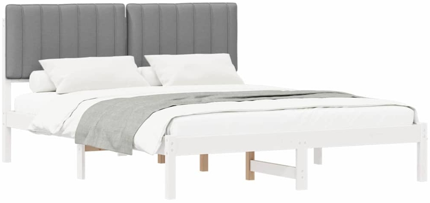 vidaXL Bettgestell mit gepolstertem Kopfteil Hellgrau 160 x 200 cm 878038 Bild 1