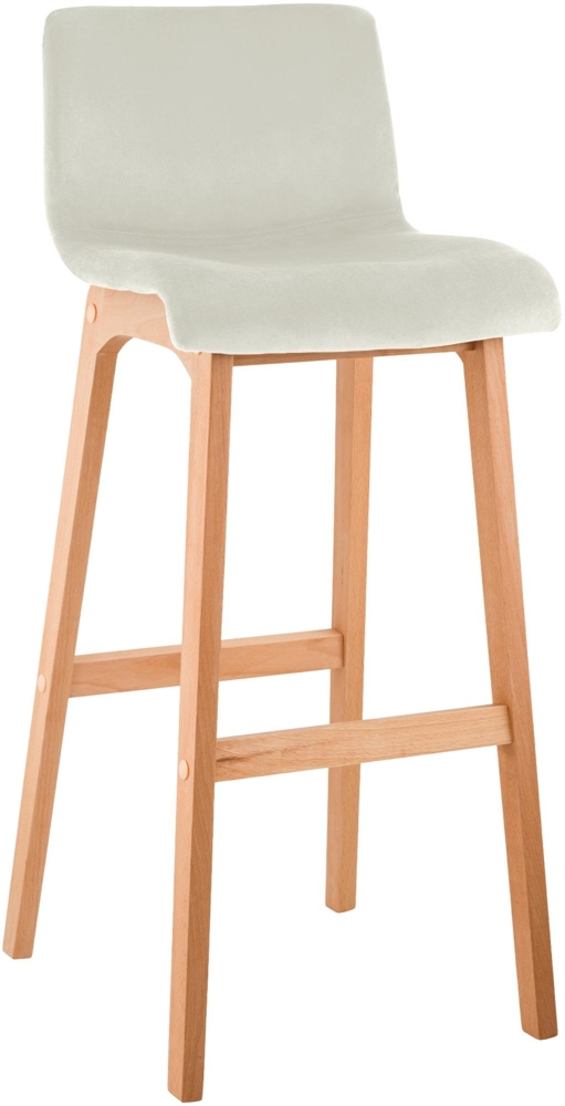 CLP Barhocker Hover Samtbezug Vierfußgestell aus Holz Sitzhöhe 77 cm,creme Bild 1