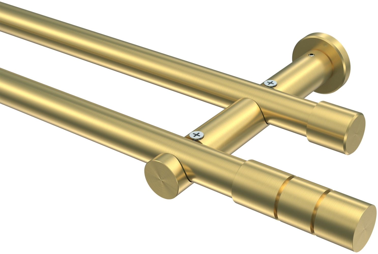 Gardinenstangen-Set Platon Elanto 420 cm (geteilt in 3 x 140 cm), 2-läufig (ohne Ringe), 20 mm Ø Messing-Optik Bild 1