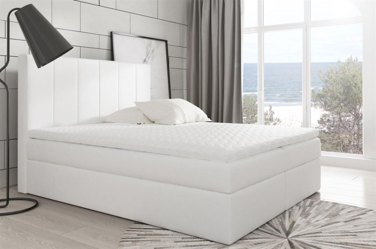 Boxspringbett MARIBEL 120x200 cm Kunstleder Weiss Bild 1