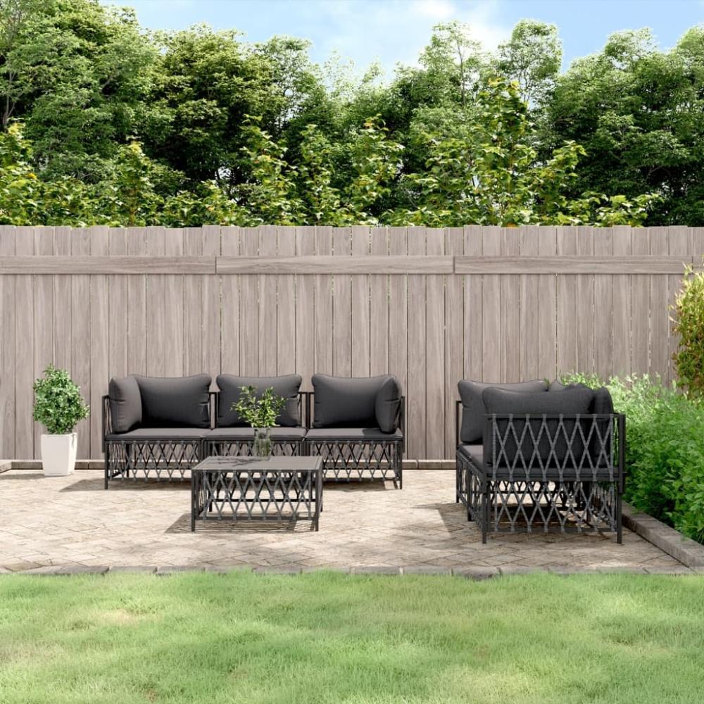 vidaXL 6-tlg. Garten-Lounge-Set mit Kissen Anthrazit Stahl 3186827 Bild 1