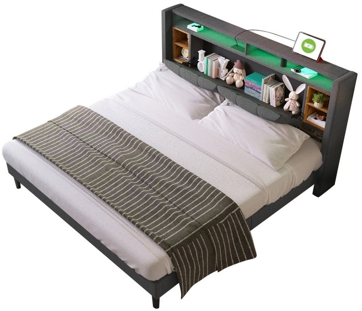 Ulife Polsterbett Doppelbett mit LED-Beleuchtung (Packung, 1 Bett) Bild 1