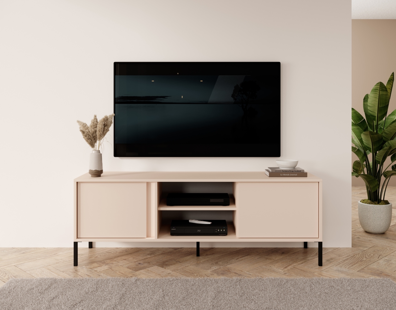 AX LIVING TV Board Piemontesia beige – 153,1 cm Breite, modern Bild 1