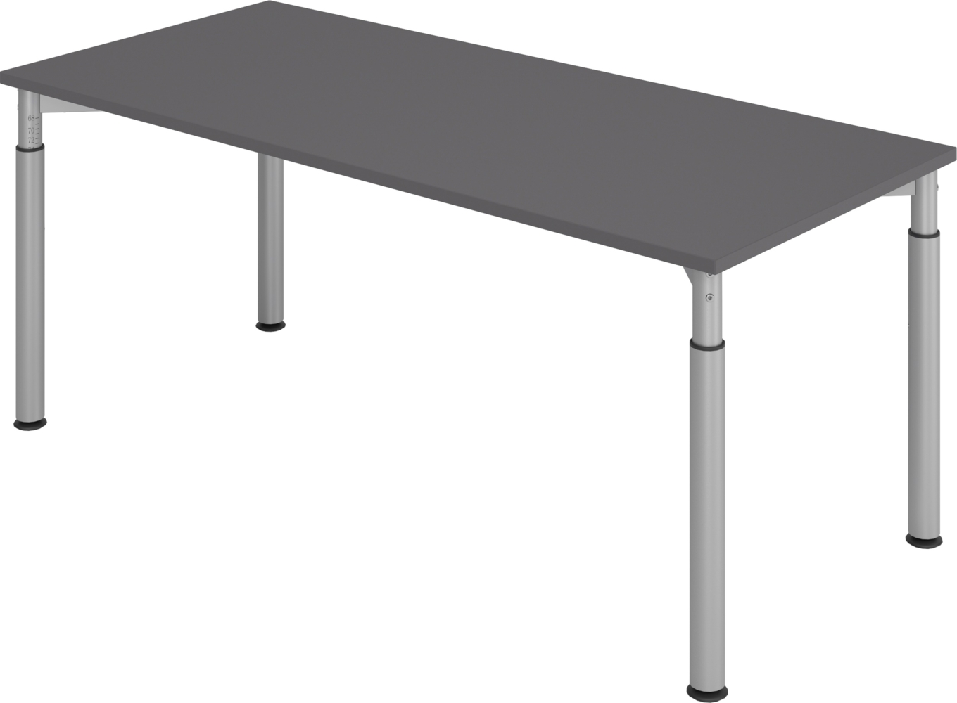 bümö höhenverstellbarer Schreibtisch 180x80 cm in graphit, Gestell silber - PC Tisch höhenverstellbar & groß, höhenverstellbarer Tisch Büro, großer Computertisch verstellbar, Y-Serie, YS-19-G-S Bild 1