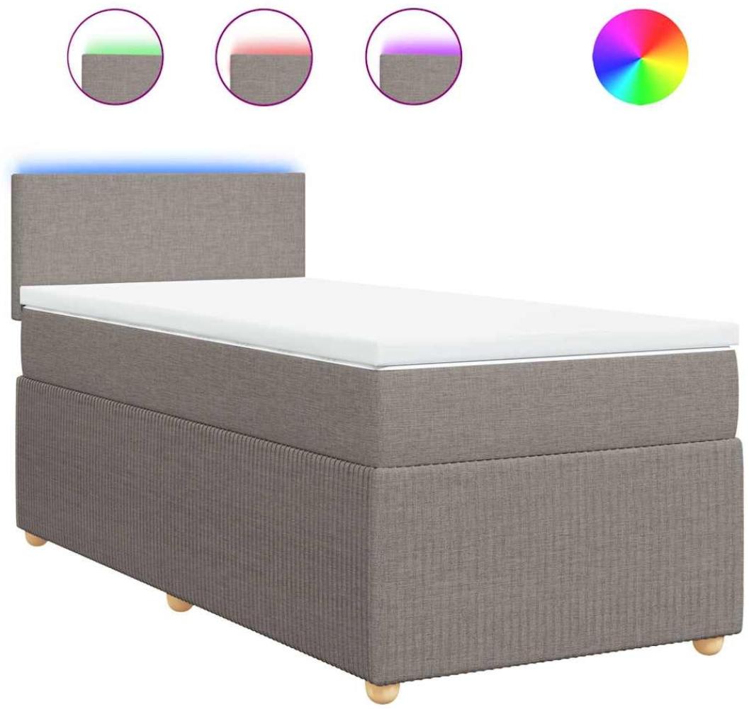 vidaXL Boxspringbett mit Matratze Taupe 90x200 cm Stoff 3289636 Bild 1