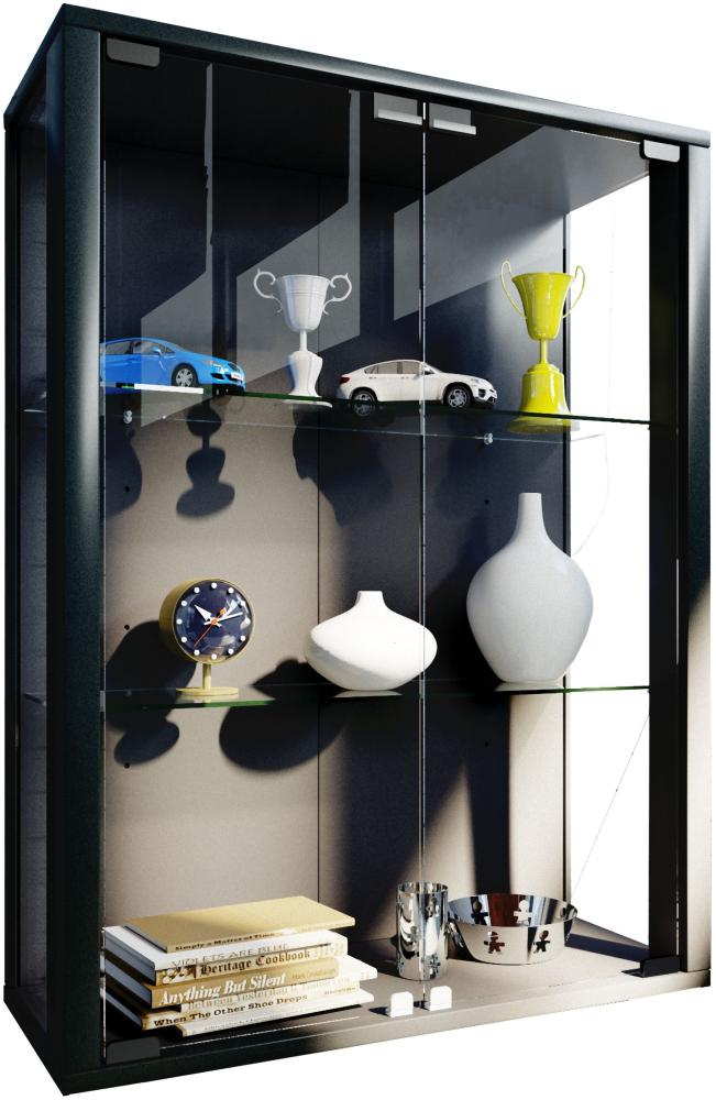 Vitrinenschrank Glas Wandschrank Vitrine Sammlervitrine Hängeschrank schwarz Bild 1