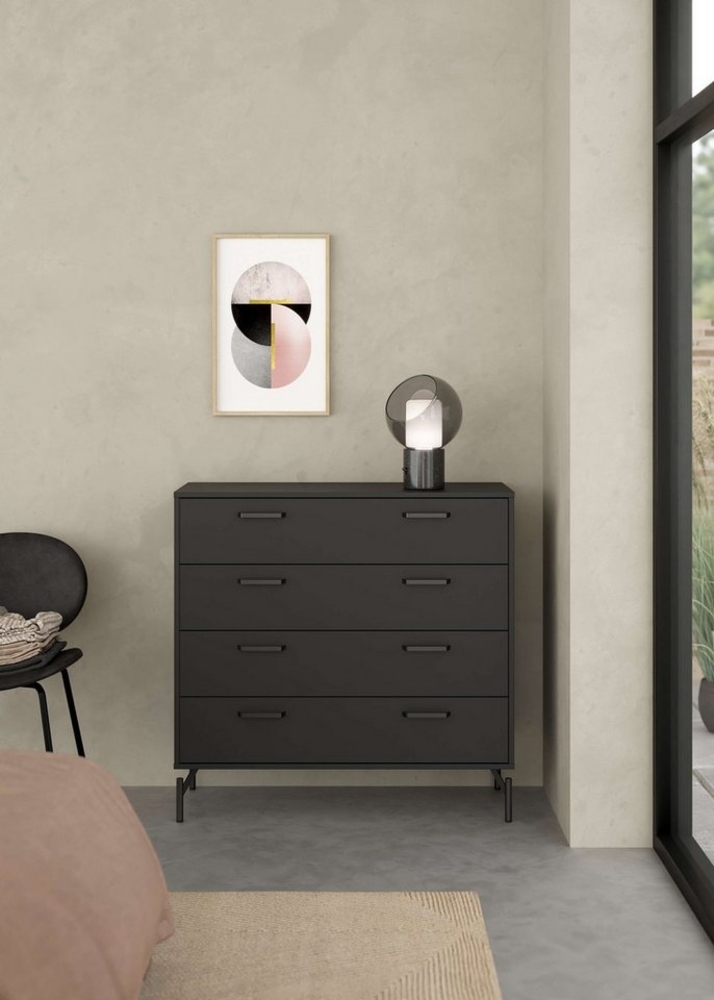 INOSIGN Hochkommode Dana, Kommode, Aufbewahrung, Schubladenschrank, Kommode mit 4 Schubladen, Metallbeine, Höhe 95,8 cm, Breite 98,7 cm Bild 1