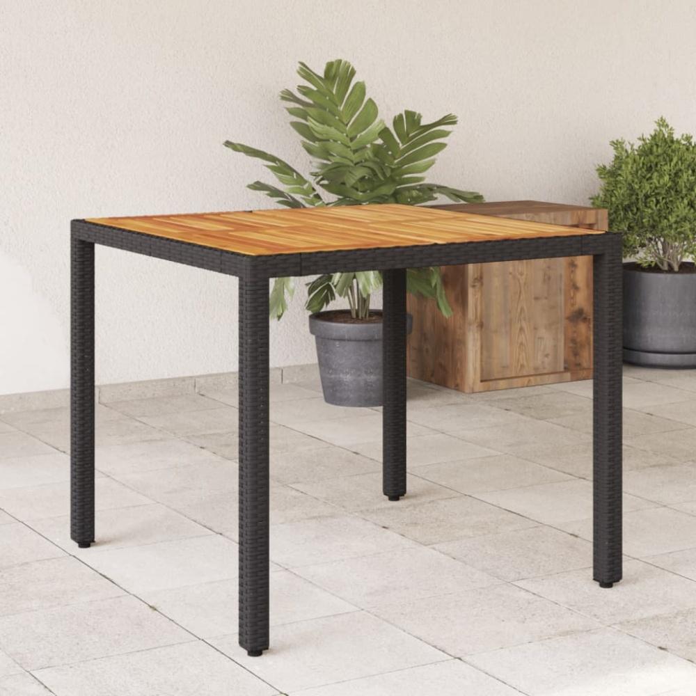 vidaXL Gartentisch mit Holzplatte Schwarz 90x90x75 cm Poly Rattan 365529 Bild 1