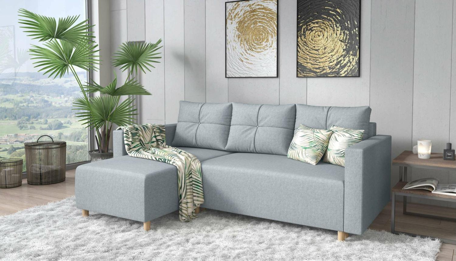 Stylefy Livenza Ecksofa Strukturstoff Grau Links Bild 1