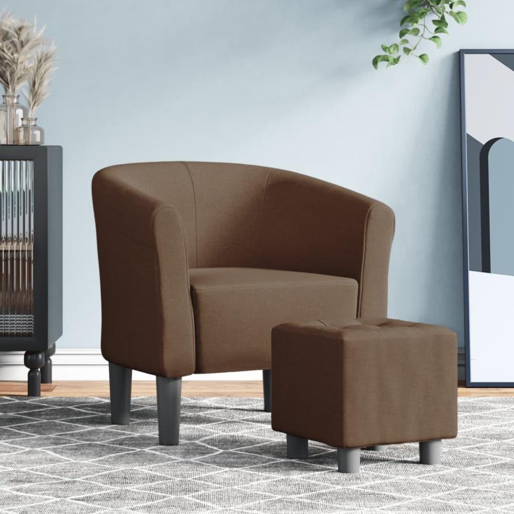 vidaXL Clubsessel mit Fußhocker Braun Stoff 356435 Bild 1