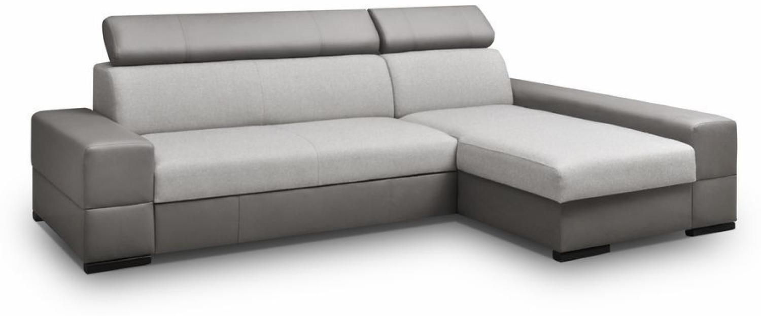 Ecksofa Sofa MARIZA mit Schlaffunktion Grau-Hellgrau Ottomane Rechts Bild 1
