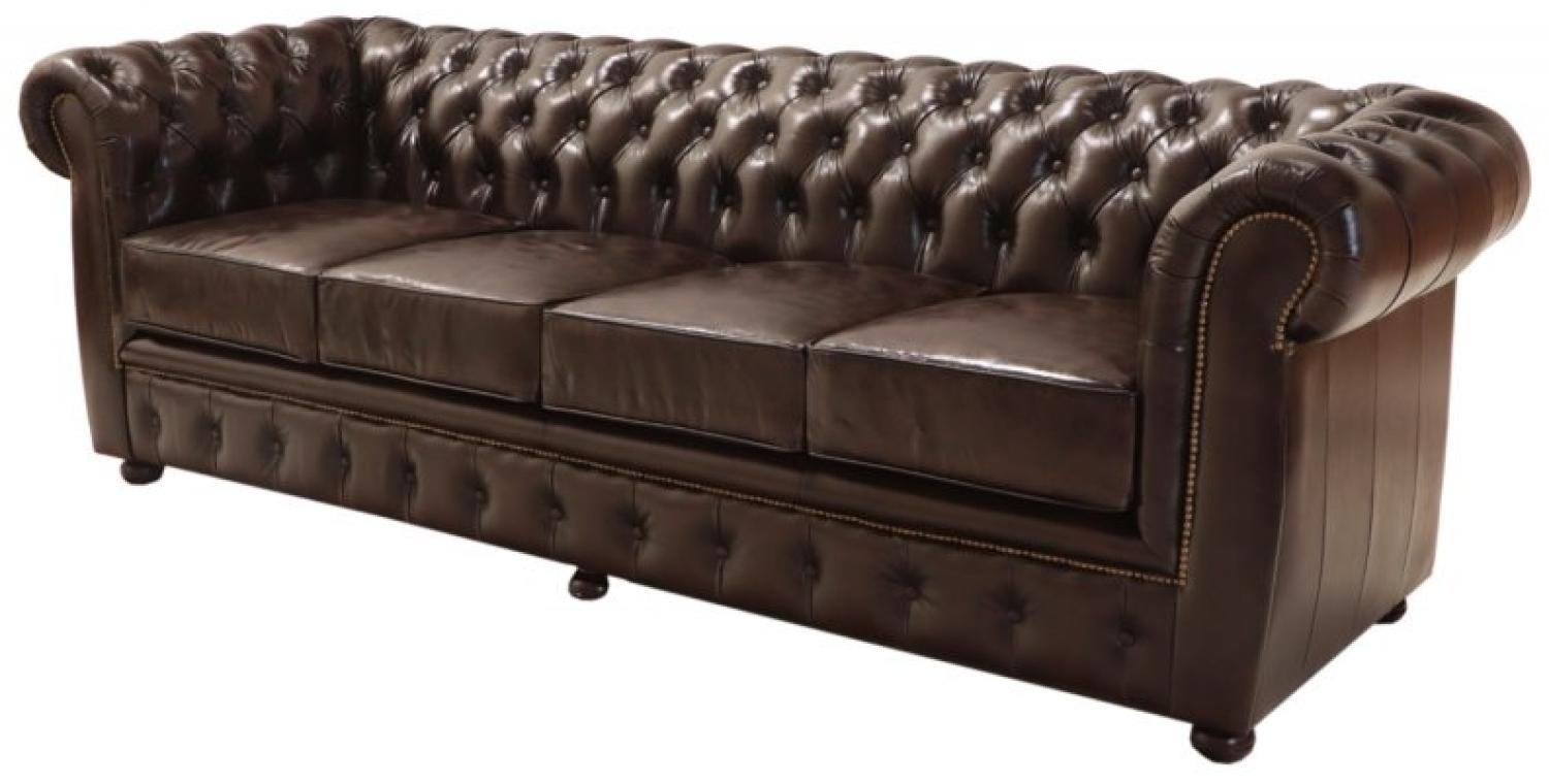 Viersitzer-Sofa Chesterfield Liverpool aus echtem Rindsleder Braun Bild 1