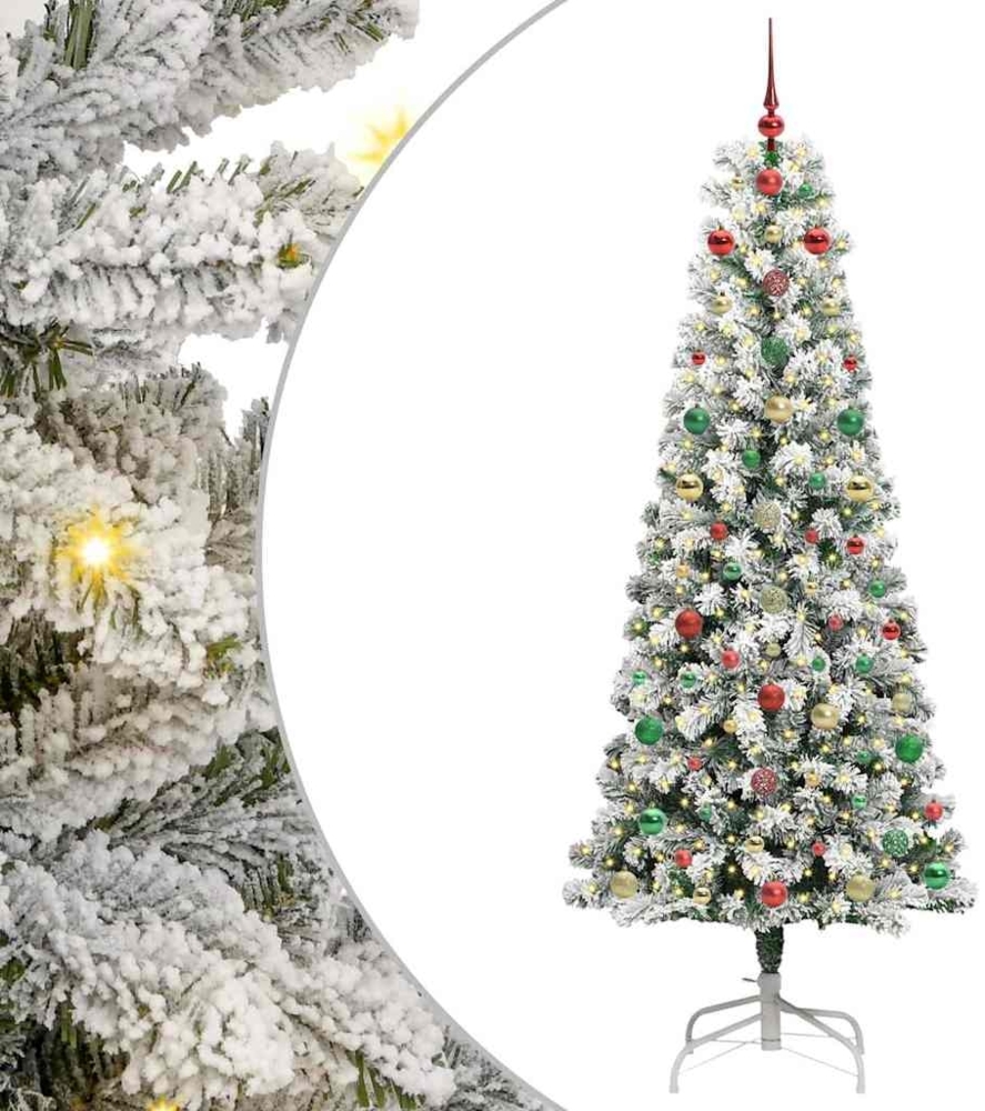 vidaXL Künstlicher klappbarer Weihnachtsbaum Grün und Weiß 180 cm 3395603 Bild 1