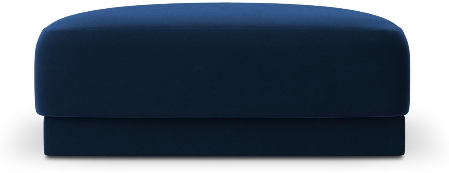 Micadoni Samtstoff Pouf Hocker Miley | Bezug Royal Blue | Beinfarbe Black Plastic Bild 1