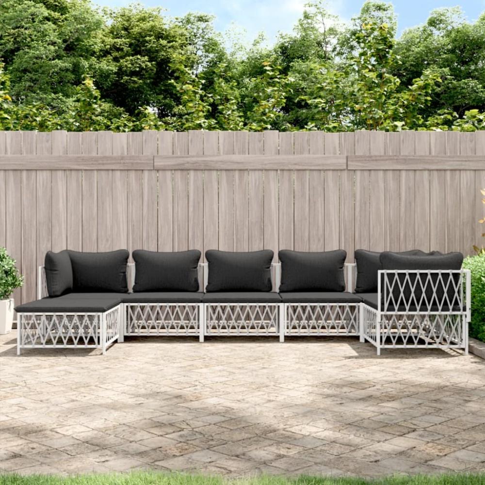 vidaXL 7-tlg. Garten-Lounge-Set mit Kissen Weiß Stahl 3186896 Bild 1