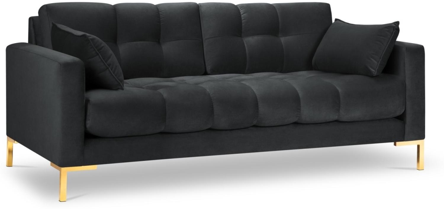 Micadoni 3-Sitzer Samtstoff Sofa Mamaia | Bezug Dark Grey | Beinfarbe Gold Metal Bild 1