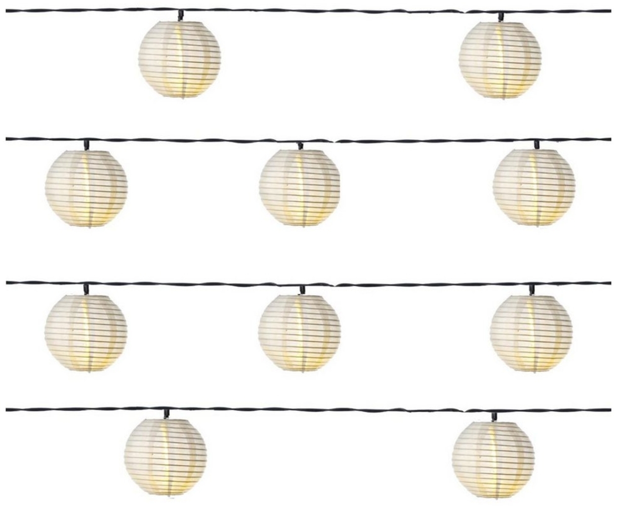 MARELIDA LED-Lichterkette Solar Lampionkette 10 weiße Lampions 8 Funktionen 4,5m Garten Balkon, 10-flammig Bild 1