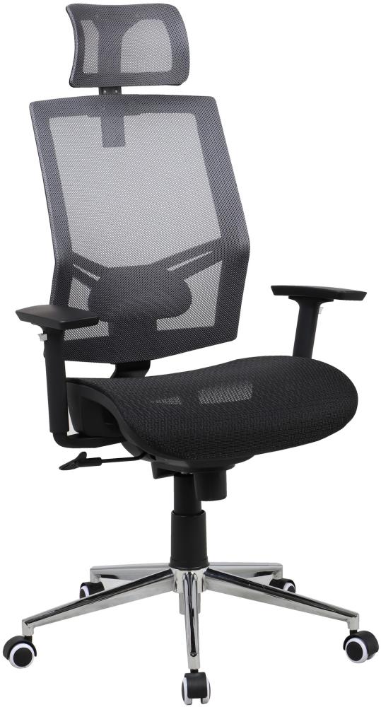 Bürostuhl >Manille< in schwarz aus PU/Mesh - 66x116x60cm (BxHxT) Bild 1