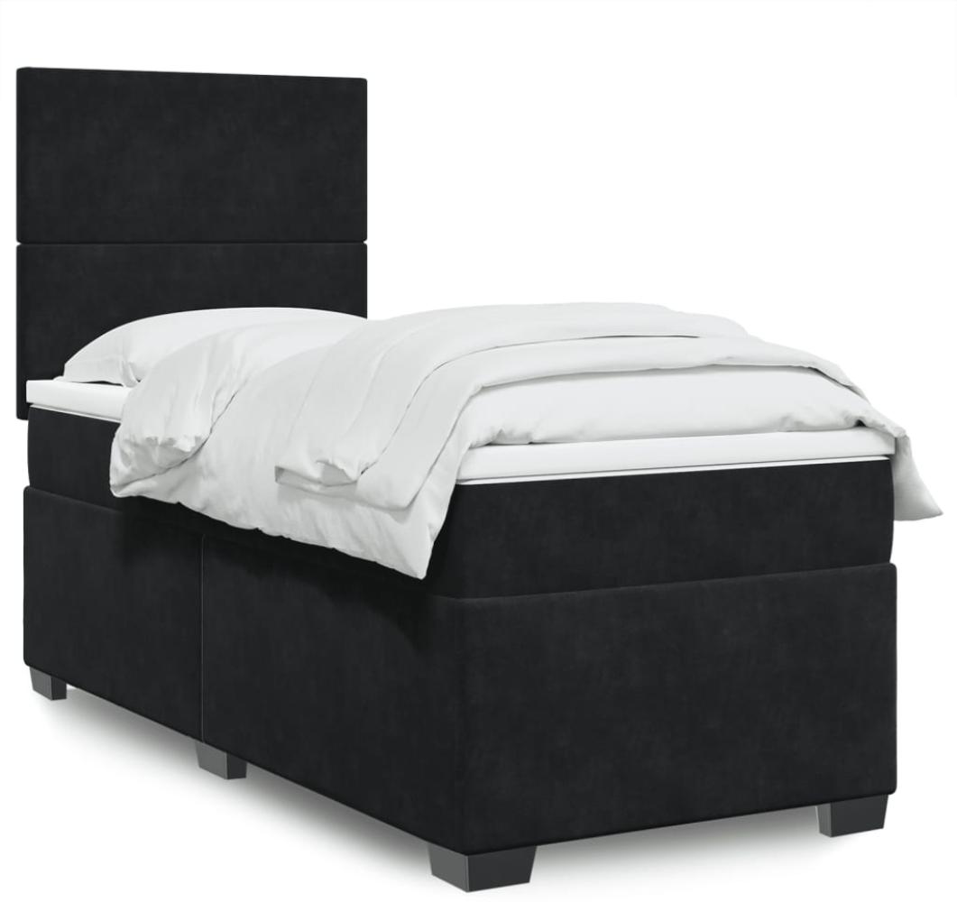 vidaXL Boxspringbett mit Matratze Schwarz 90x190 cm Samt 3290782 Bild 1