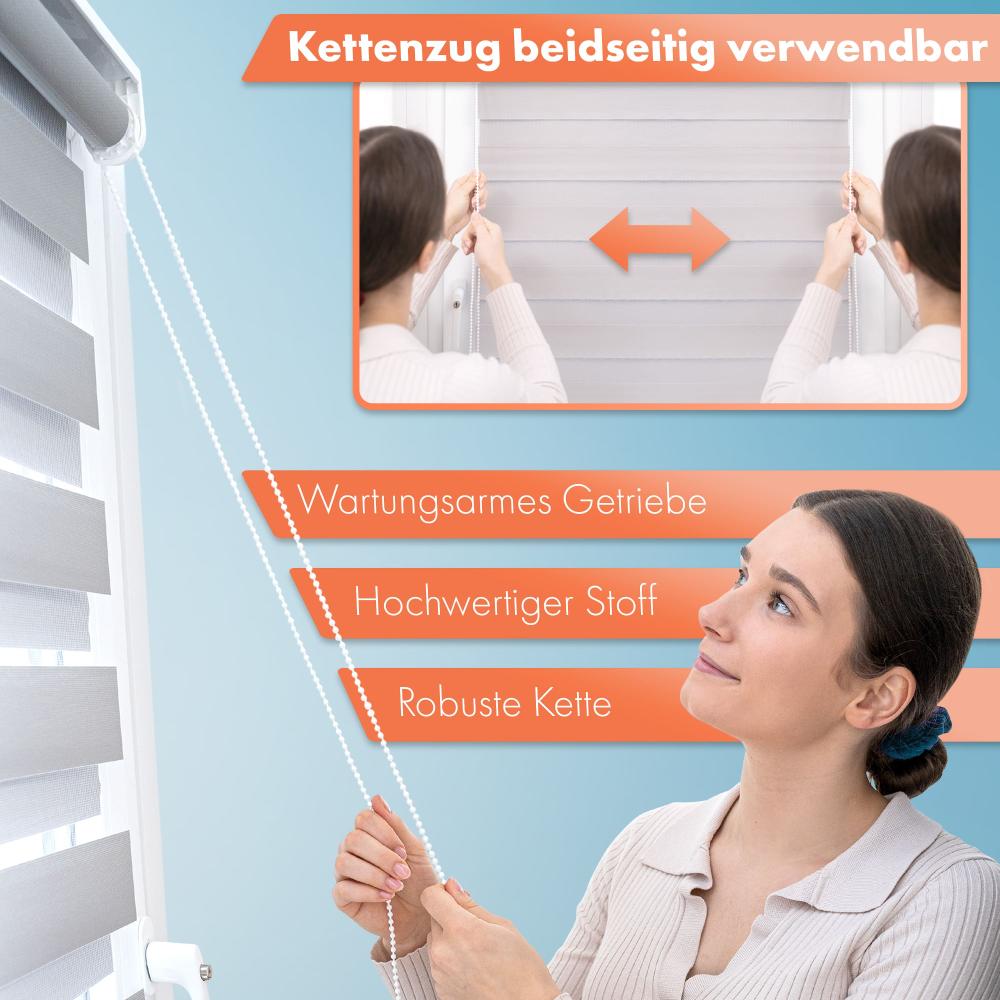 Doppelrollo 90 x 220 cm Duorollo Klemmfix Fensterrollo ohne Bohren Rollos zum Klemmen Weiß Bild 1