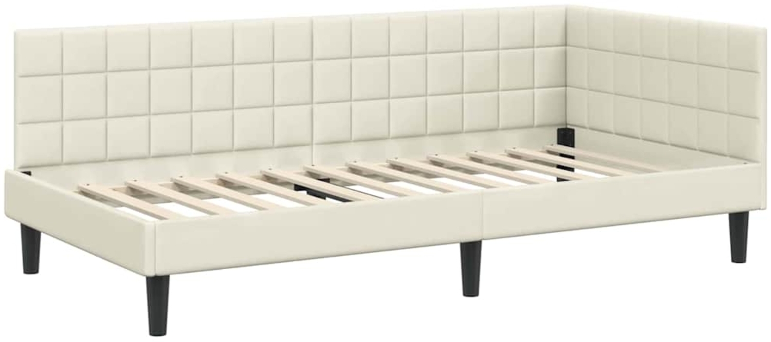 vidaXL Eckbettgestell mit Kopfteil Creme 90 cm x 190 cm Samt 42016425 Bild 1