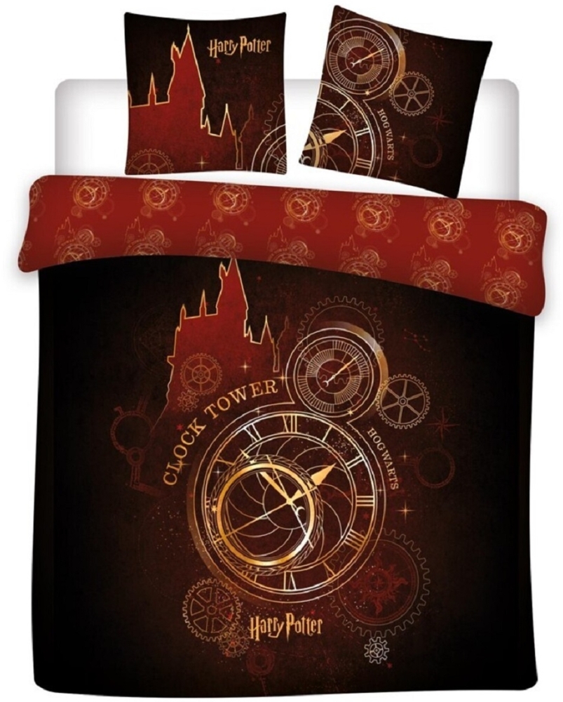 Harry Potter 3-teiliges Bettwäsche-Set – 1x Deckenbezug (240x220) & 2x Kissenbezug (65x65 cm) aus Polycotton Bild 1
