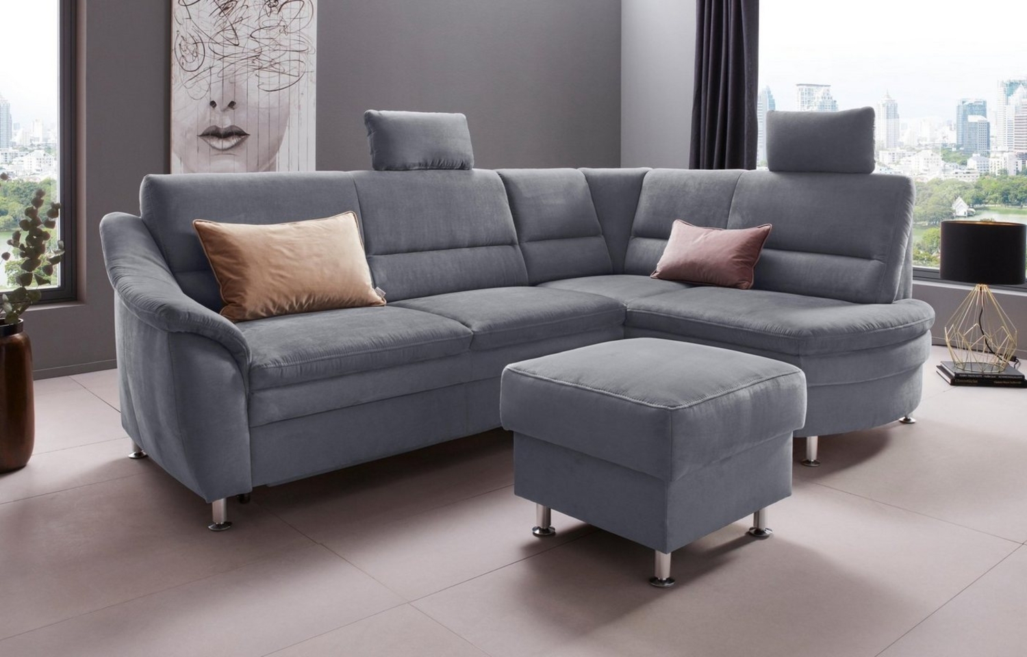 Places of Style Ecksofa Cardoso L-Form, Federkern, wahlweise mit Bett, Schubkasten Bild 1