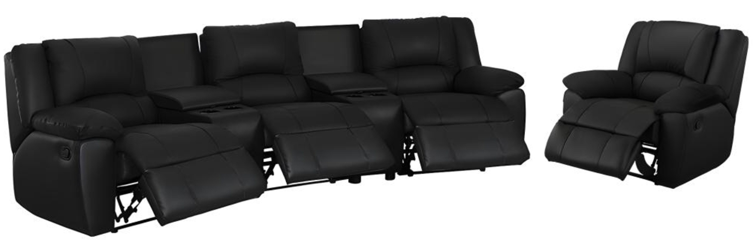 Vente-unique - Relaxgarnitur 3- + 1-Sitzer - Leder - Schwarz - AROMA Bild 1