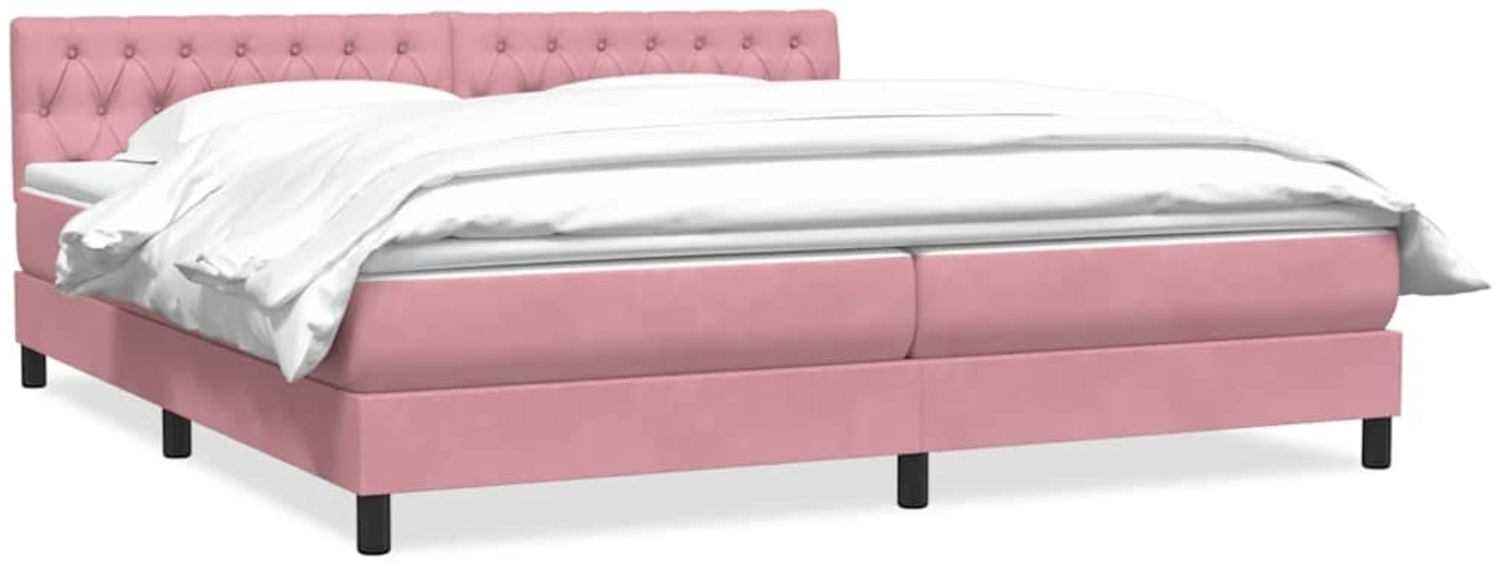 vidaXL Boxspringbett mit Matratze Rosa 180x220 cm Samt 3316562 Bild 1