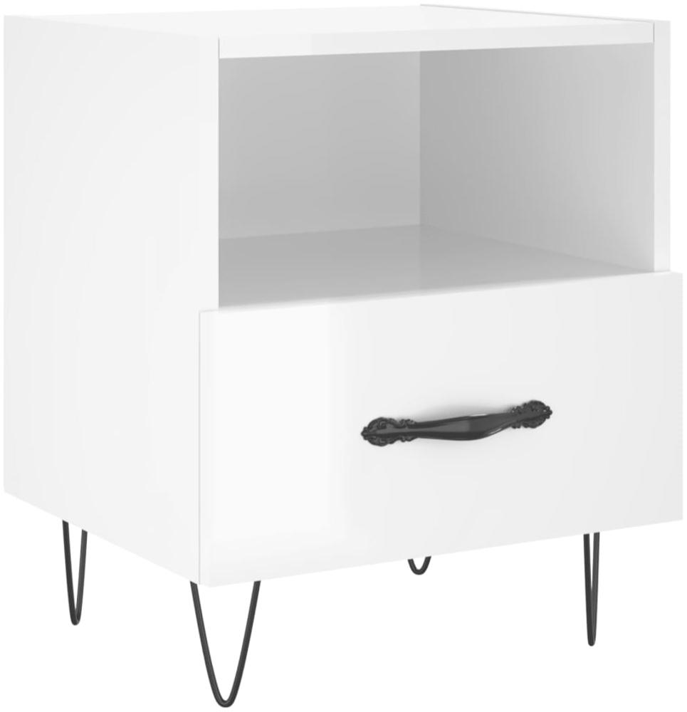 vidaXL Nachttisch Hochglanz-Weiß 40x35x47,5 cm Holzwerkstoff 827424 Bild 1