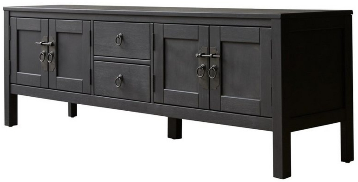 Tikamoon TV-Schrank Thaki Black TV-Schrank aus massiver Kiefer 170 cm Bild 1