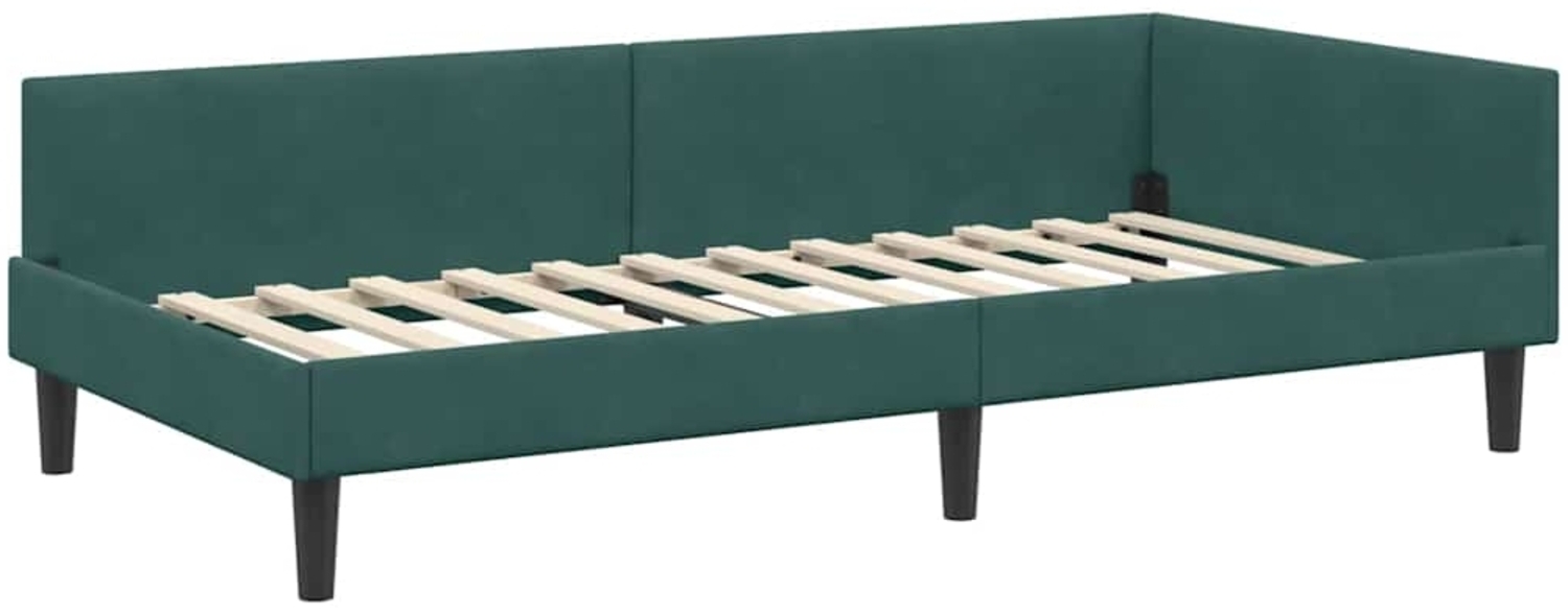 vidaXL Eckbettgestell mit Kopfteil Dunkelgrün 90 cm x 200 cm Stoff 42016156 Bild 1