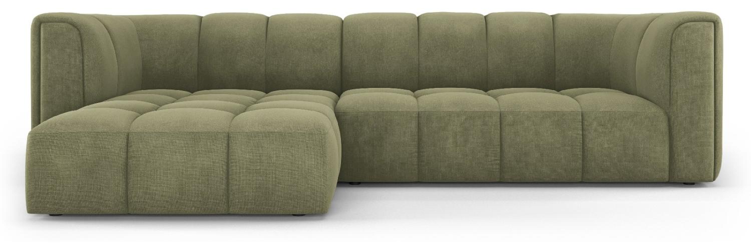 Micadoni Modulares Ecksofa Serena 3-Sitzer Links Strukturierter Stoff Hellgrün Bild 1