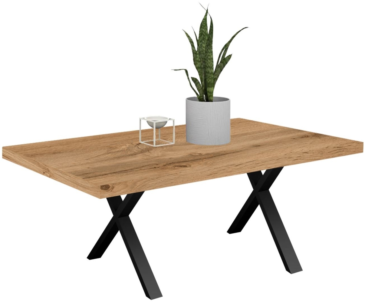 Esstisch Elgin 4 175x80x100 Metall+Holzwerkstoff Schwarz/Wotan Eiche Bild 1