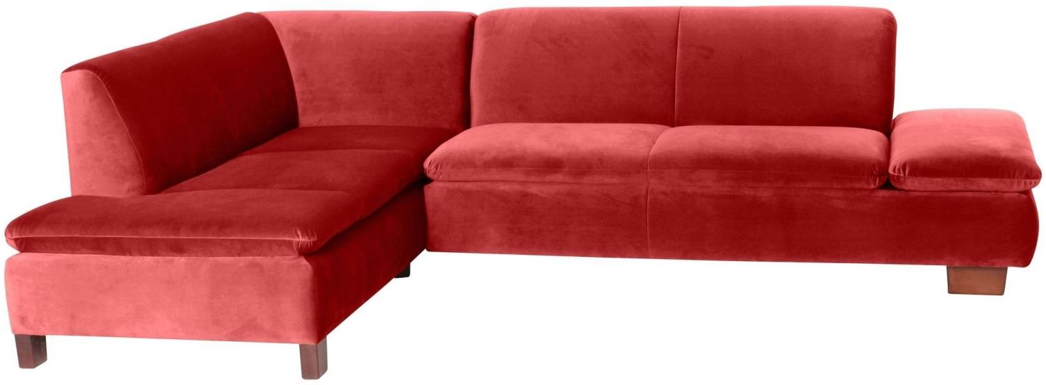 Ecksofa mit Ottomane links Kaye Bezug Samtvelours Buche nussbaum dunkel / ziegel 23098 Bild 1