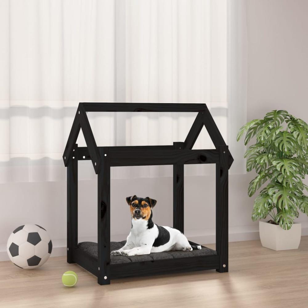 vidaXL Hundebett 61x50x70 cm Massivholz Kiefer, Schwarz Bild 1