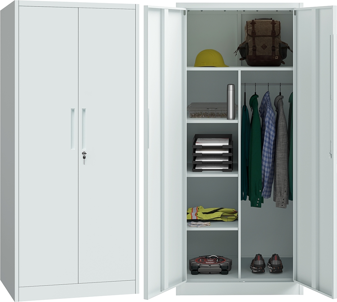 STEELSØN 'Regulus' Garderobenschrank mit 6 Fächern und Kleiderstange, Metall, hellgrau, 175x40x80 cm, abschließbar, inkl. Schloss Bild 1