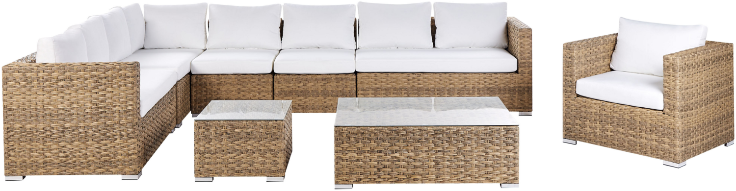 Lounge Set XXL PE Rattan Hellbraun Bild 1