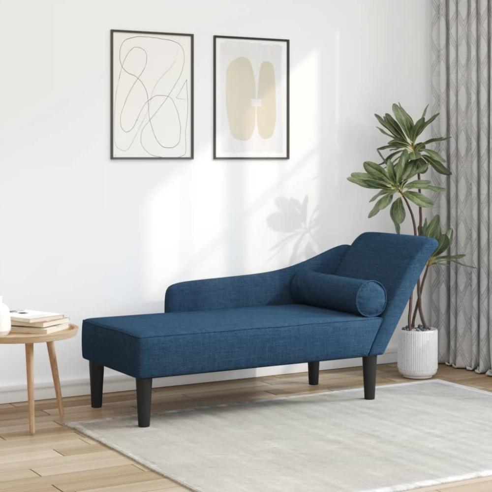 vidaXL Chaiselongue mit Kissen Blau Stoff Bild 1