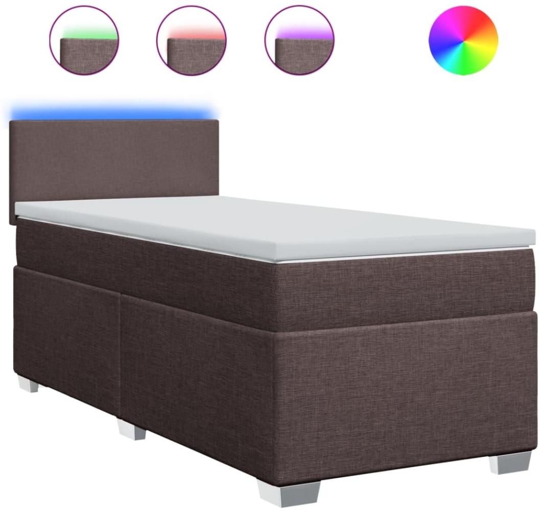 vidaXL Boxspringbett mit Matratze Dunkelbraun 80x200 cm Stoff 3288011 Bild 1