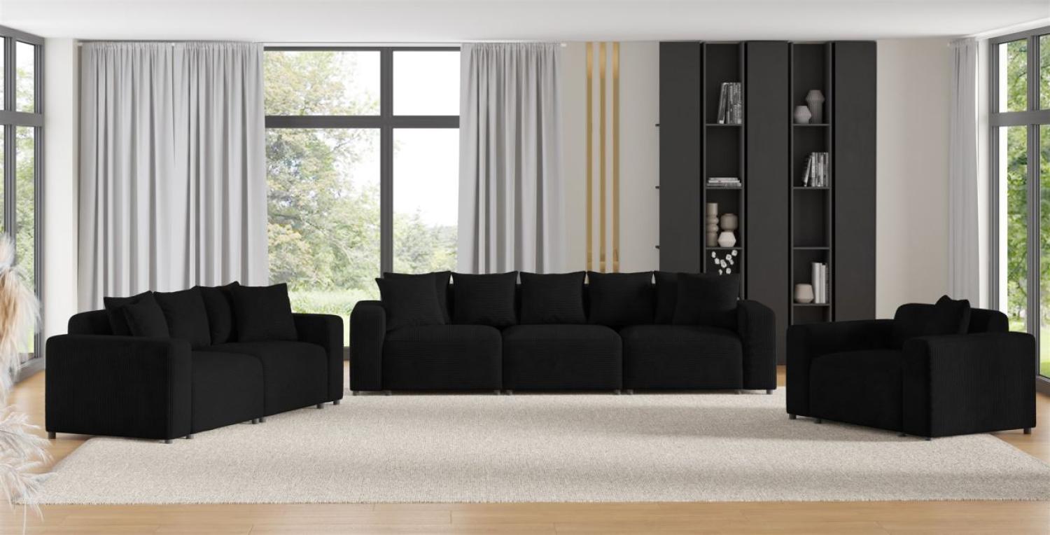 Sofaset Designersofas MEGAN 3-2-1 in Stoff Poso Schwarz Bild 1