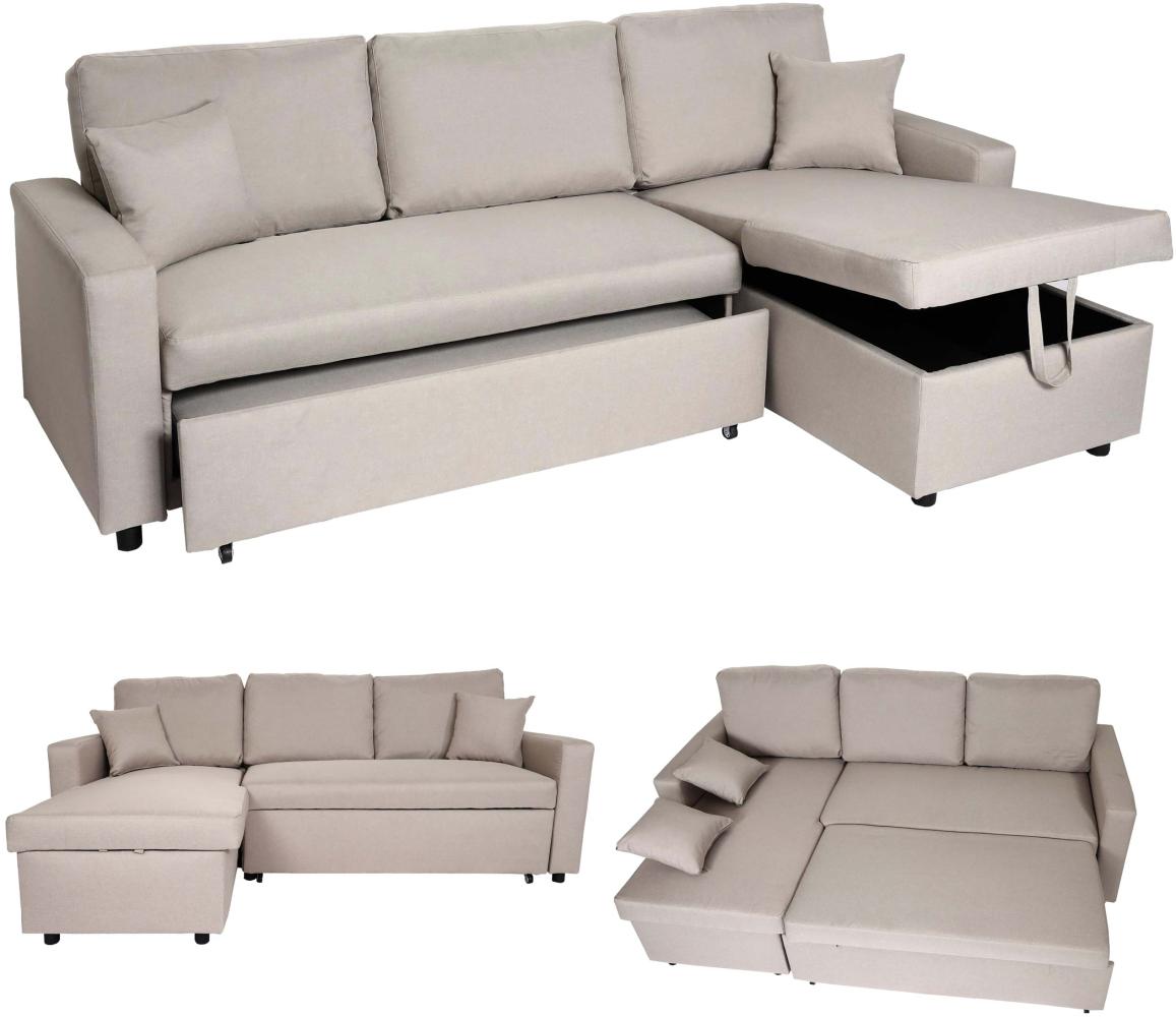 Ecksofa mit Bettkasten HWC-L17, Couch Sofa L-Form, Liegefläche Nosagfederung 228cm ~ beige Bild 1