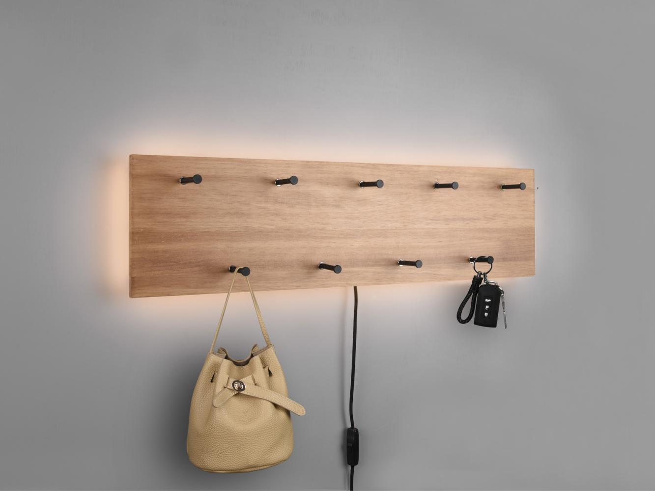 Samantha Wandgarderobe beleuchtet holzfarbig, Schwarz - 75 x 20cm Bild 1