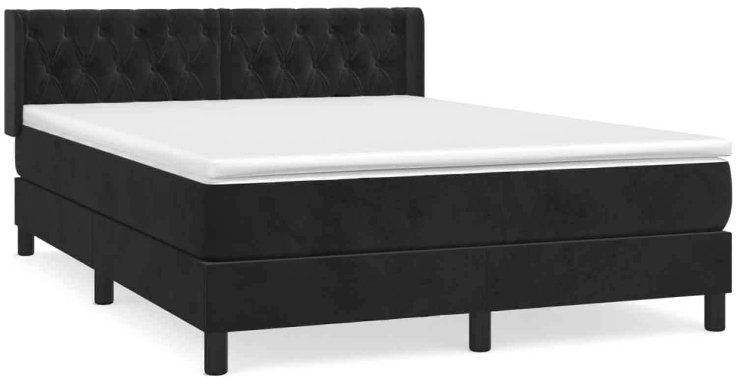 vidaXL Boxspringbett mit Matratze Schwarz 140x190 cm Samt 3131137 Bild 1