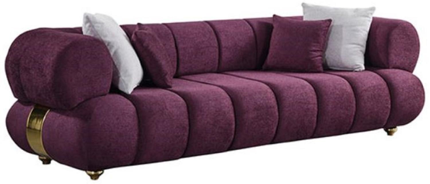 Casa Padrino Luxus 4er Sofa Lila / Gold - Modernes Wohnzimmer Sofa - Moderne Wohnzimmer Möbel - Luxus Kollektion Bild 1