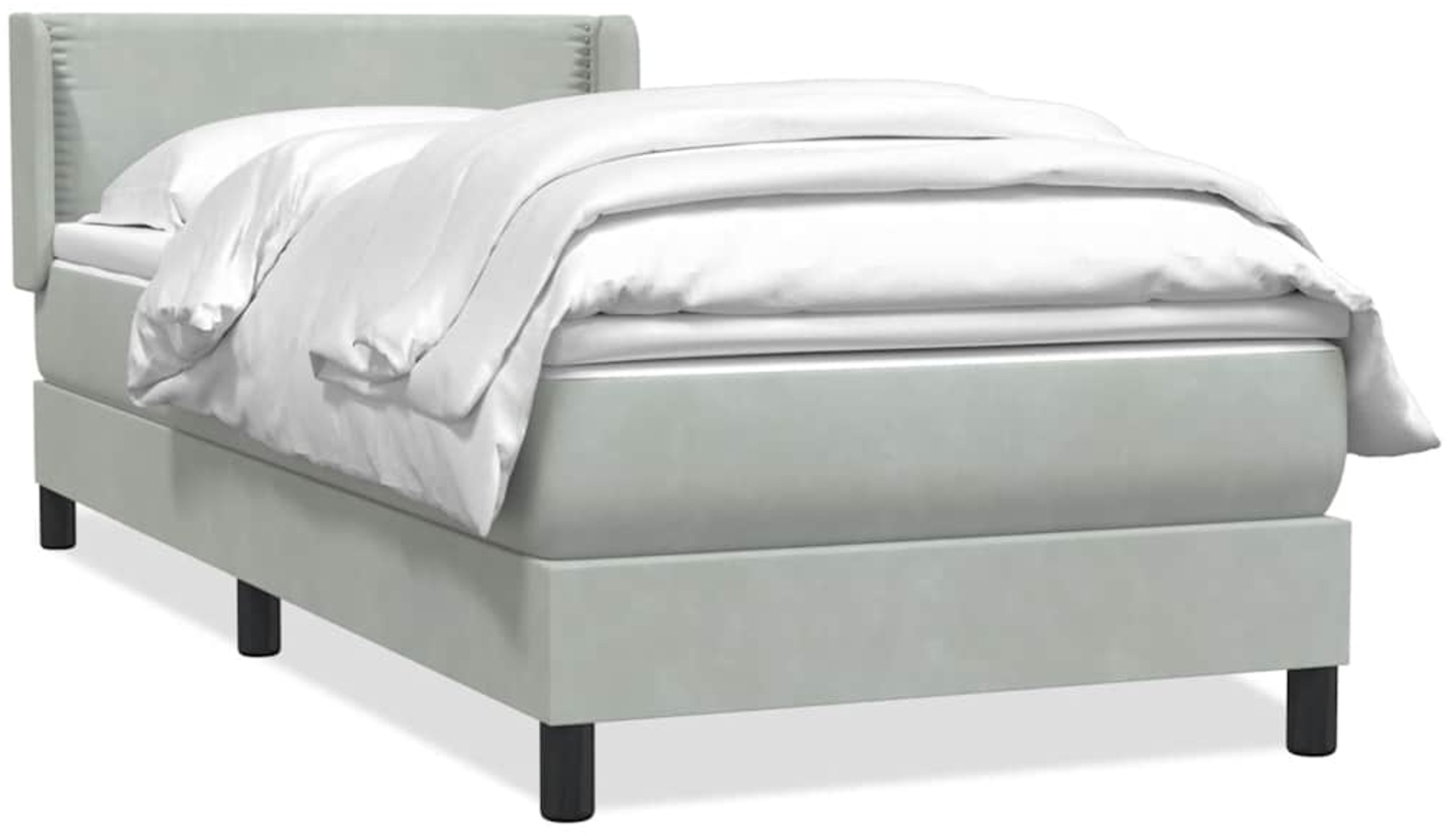 vidaXL Boxspringbett mit Matratze Hellgrau 90x220 cm Samt 3318057 Bild 1