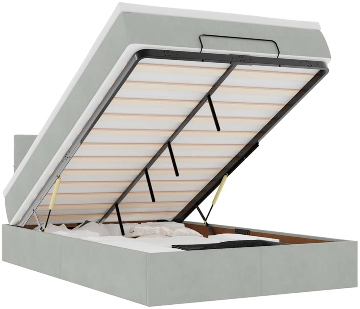 vidaXL Ottomane Bett mit Matratze & LEDs Hellgrau 120x190 cm Samt 3312608 Bild 1