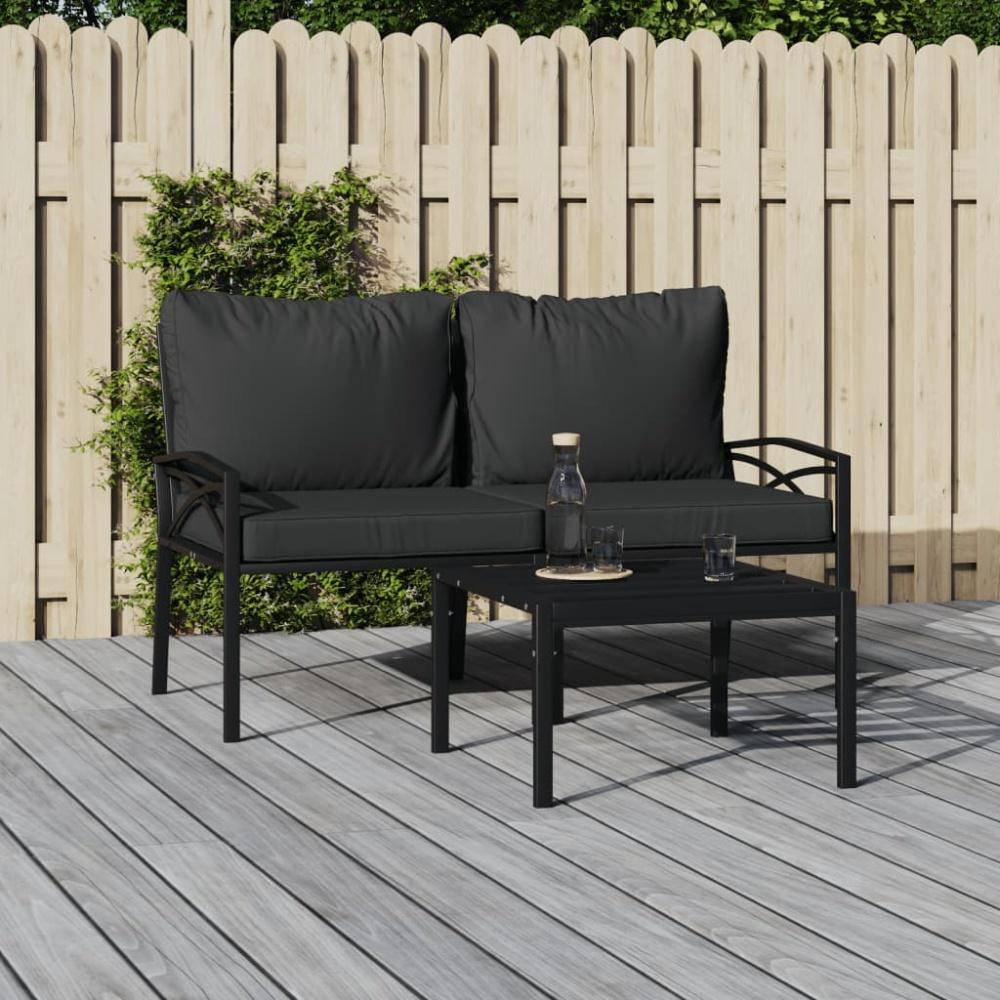 vidaXL Gartenstühle mit Grauen Kissen 2 Stk. 62x75x79 cm Stahl 362716 Bild 1